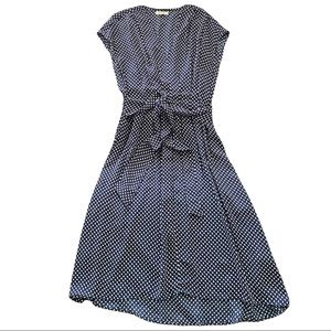 Max Studio Navy Blue and White Polka Dot Dress XS